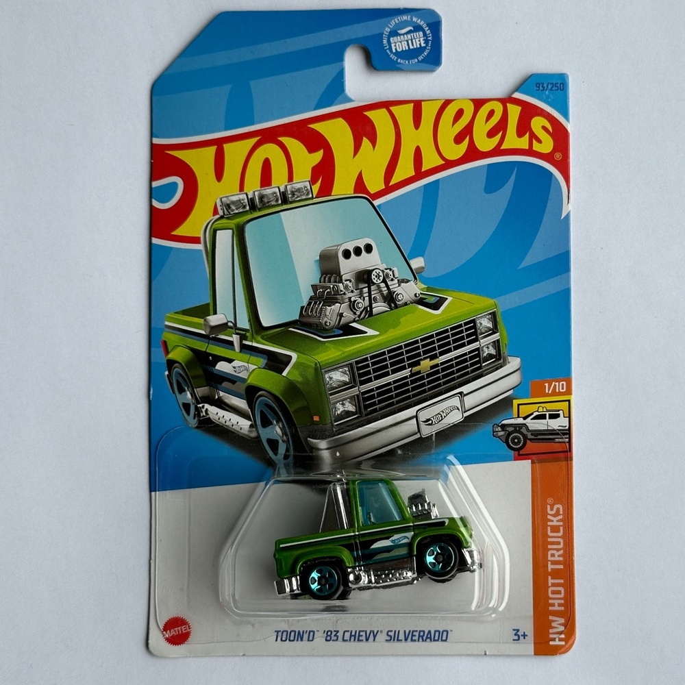2021 Hot Wheels Toon’D’ 83 Chevy Silverado green truck- Mattel